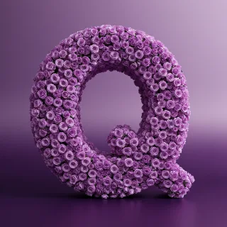 Purple rose — letter Q