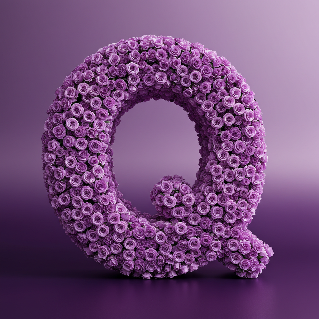 Purple rose — letter Q