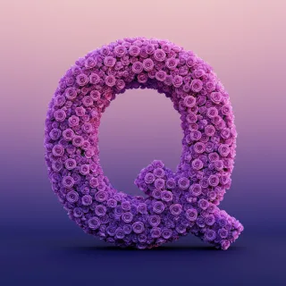 Purple rose — letter Q (variant 2)