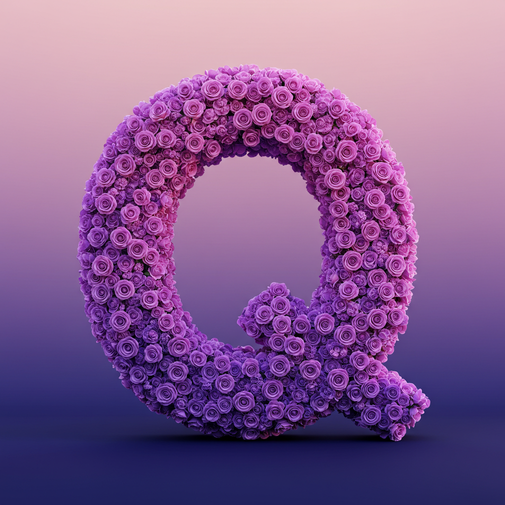 Purple rose — letter Q (variant 2)