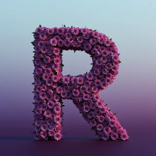 Purple rose — letter R