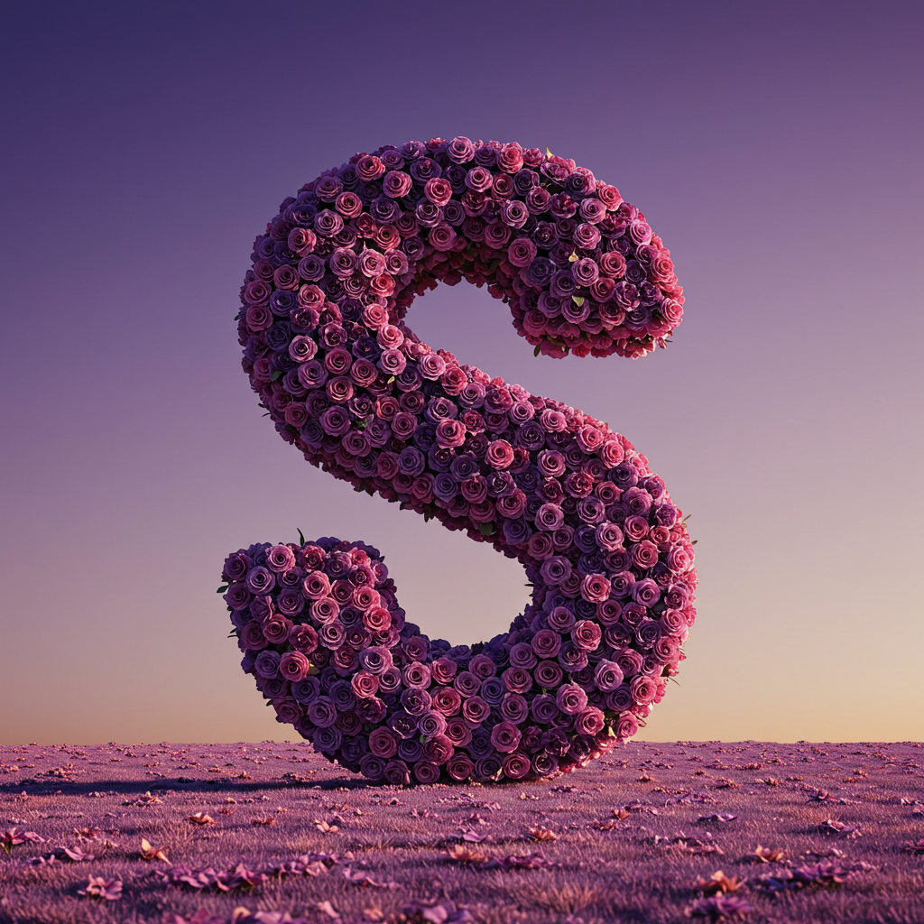 Purple rose — letter S