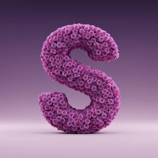 Purple rose — letter S (variant 2)