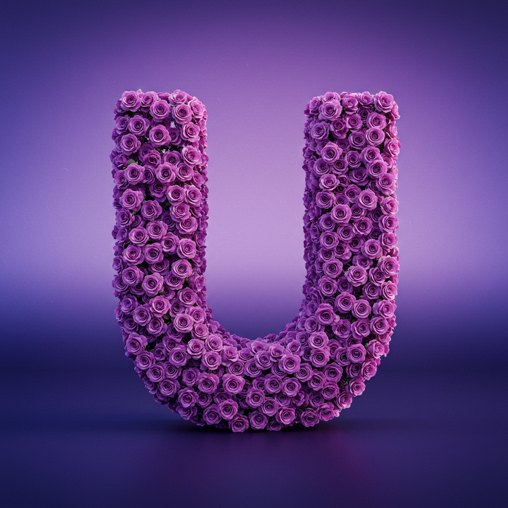 Purple rose — letter U