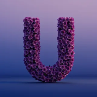 Purple rose — letter U (variant 2)