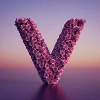 Purple rose — letter V