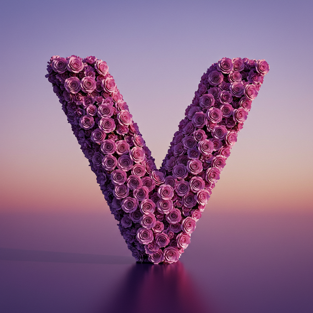 Purple rose — letter V