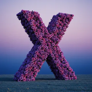 Purple rose — letter X (variant 2)