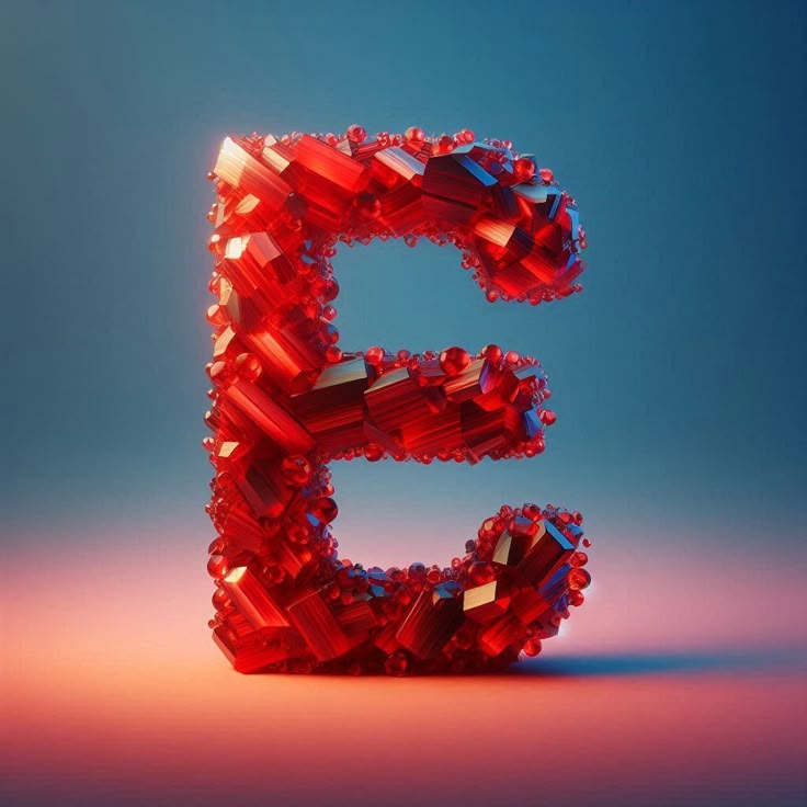 Red crystal — letter E
