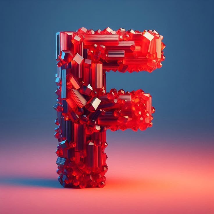 Red crystal — letter F