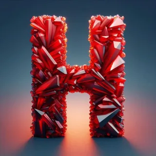 Red crystal — letter H
