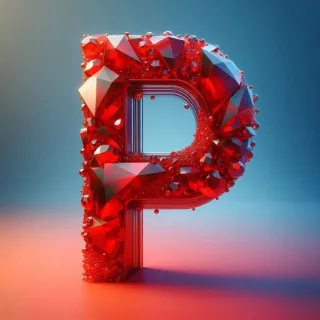 Red crystal — letter P