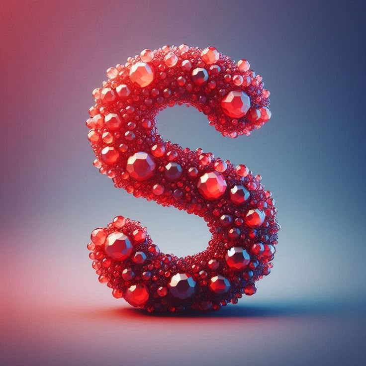 Red crystal — letter S