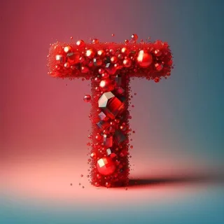 Red crystal — letter T