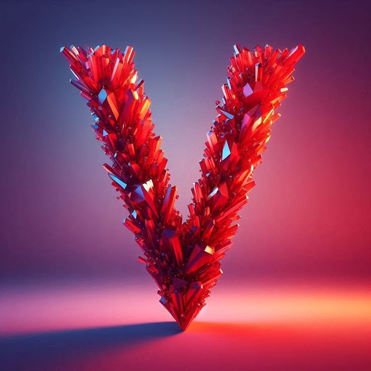Red crystal — letter V