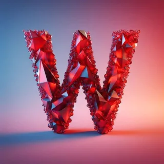 Red crystal — letter W
