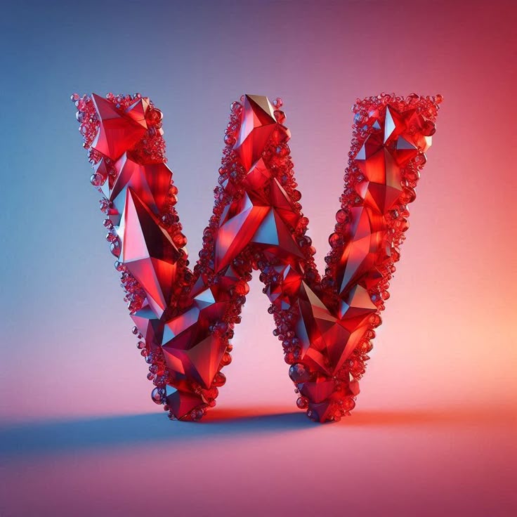 Red crystal — letter W