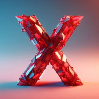 Red crystal — letter X