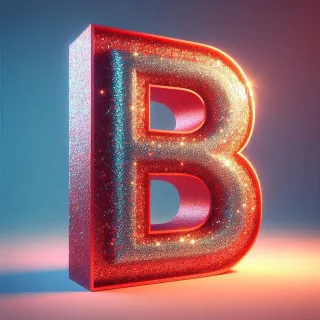 Red glitter — letter B