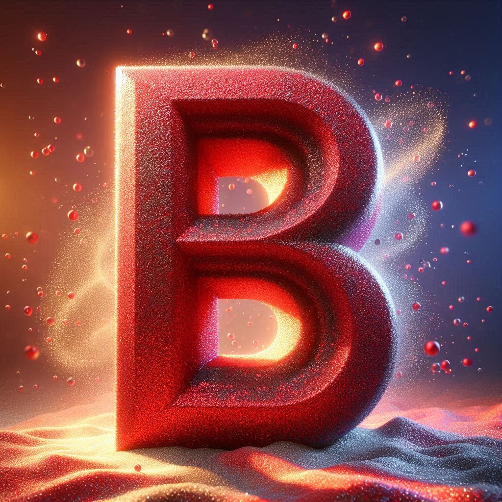 Red glitter — letter B (variant 2)