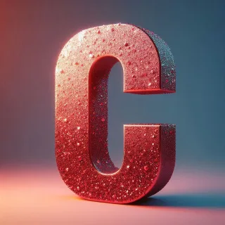Red glitter — letter C