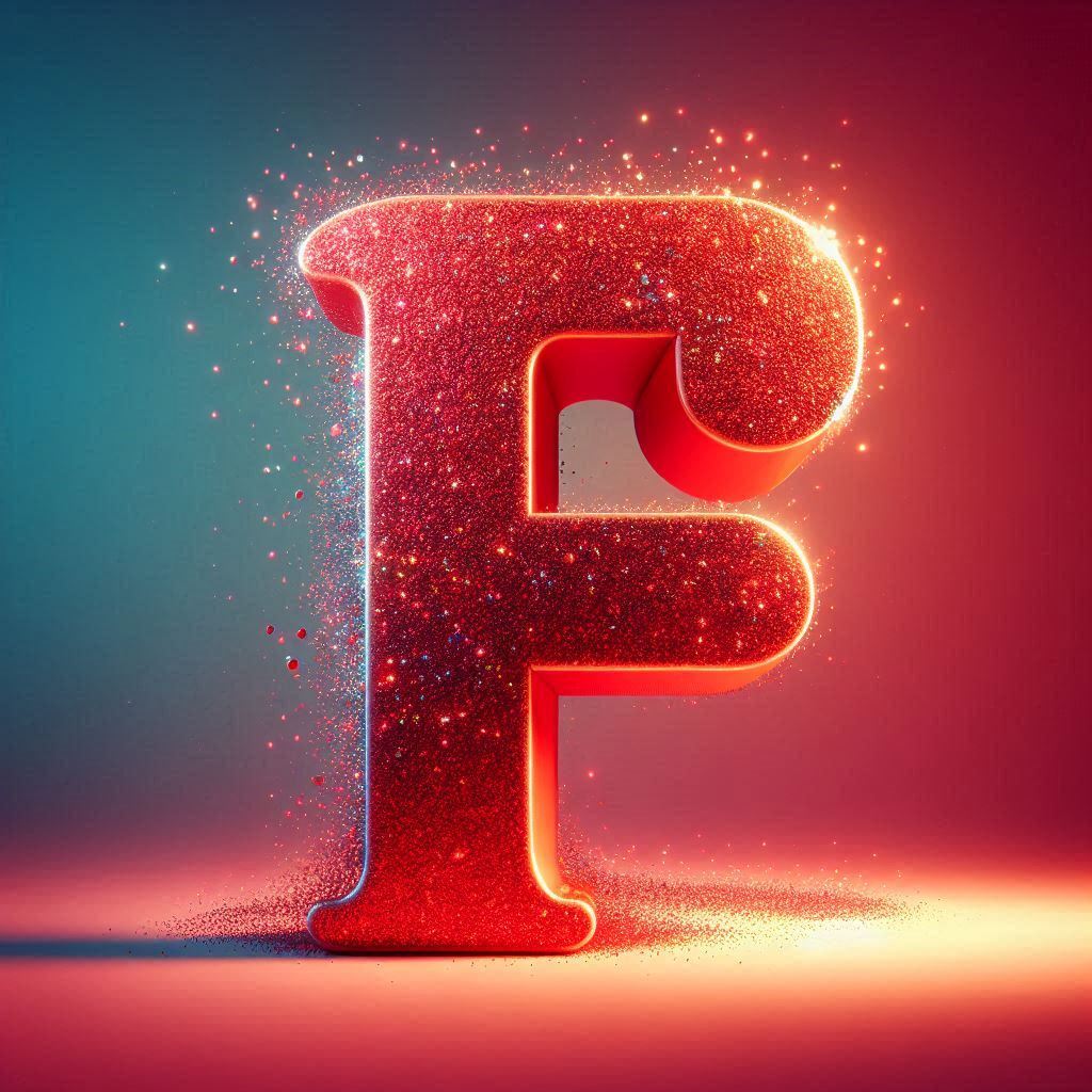Red glitter — letter F