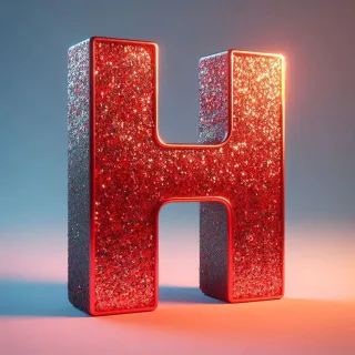 Red glitter — letter H (variant 2)