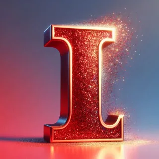 Red glitter — letter I (variant 2)