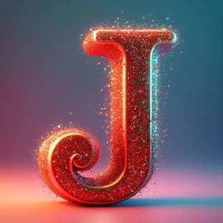 Red glitter — letter J