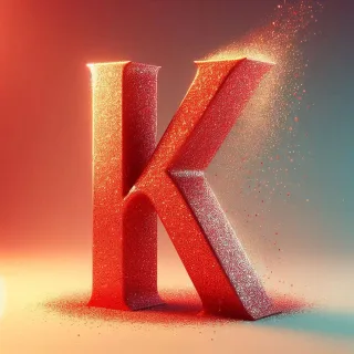 Red glitter — letter K (variant 2)