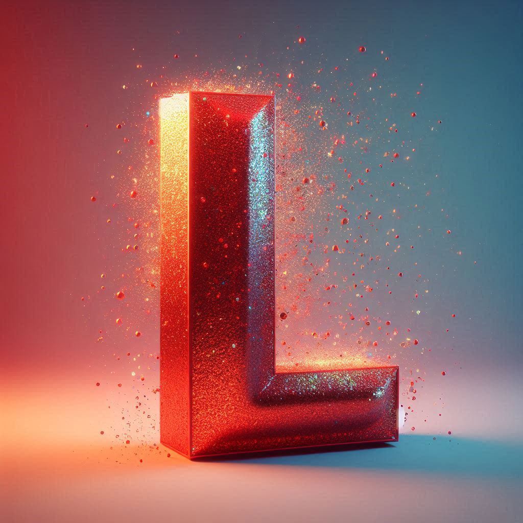 Red glitter — letter L