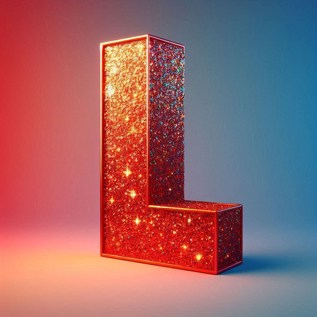 Red glitter — letter L (variant 2)