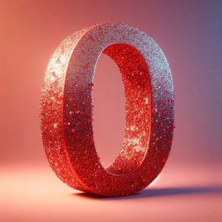 Red glitter — letter O