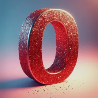 Red glitter — letter O (variant 2)
