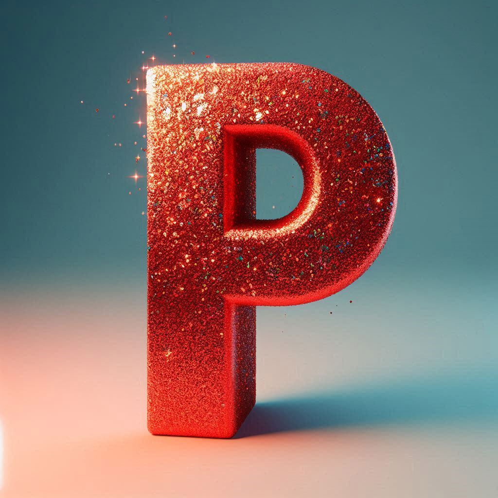 Red glitter — letter P