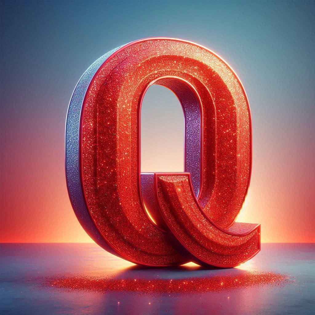 Red glitter — letter Q