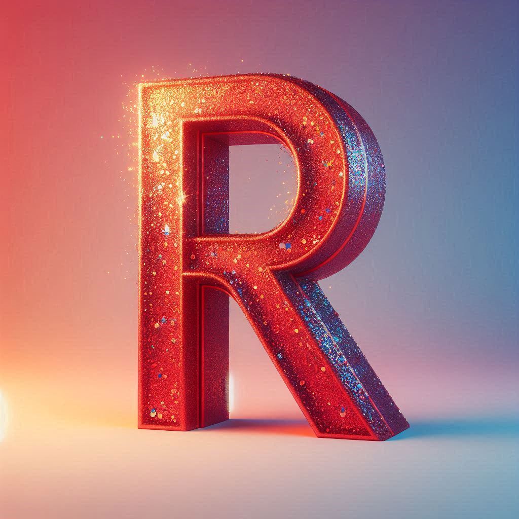 Red glitter — letter R