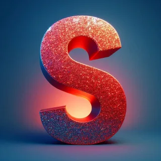 Red glitter — letter S