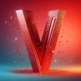 Red glitter — letter V
