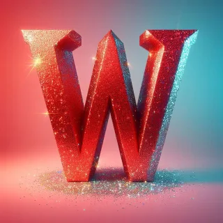 Red glitter — letter W