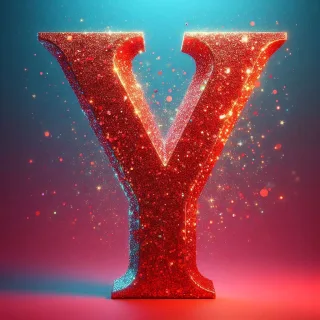 Red glitter — letter Y (variant 2)