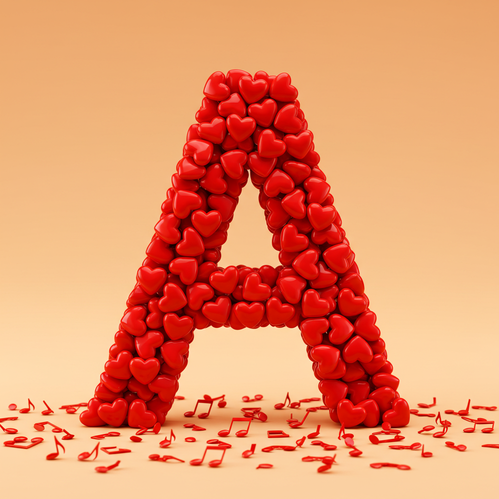 Red hearts — letter A