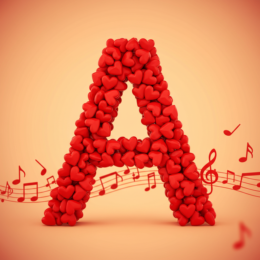 Red hearts — letter A (variant 2)