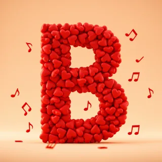 Red hearts — letter B