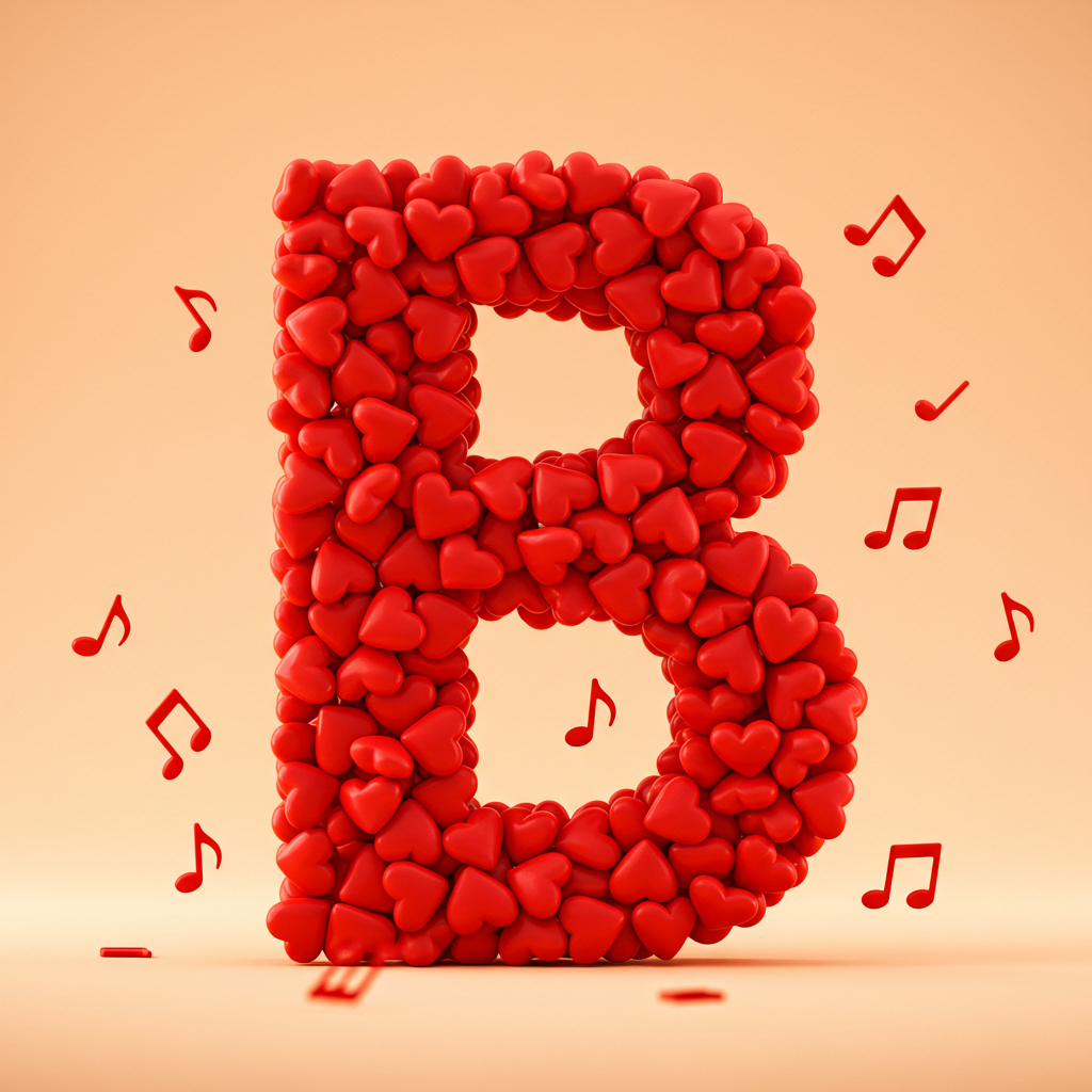 Red hearts — letter B