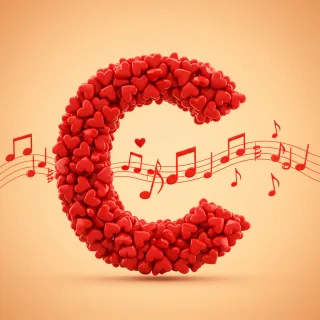 Red hearts — letter C