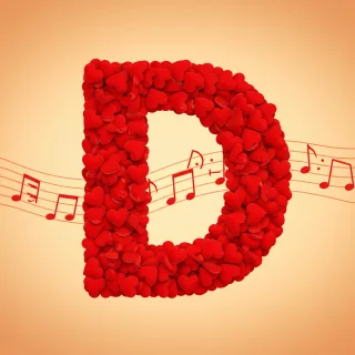 Red hearts — letter D