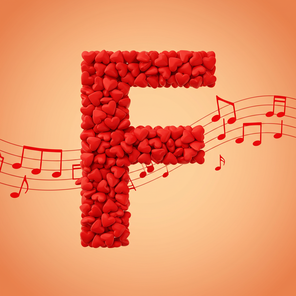 Red hearts — letter F (variant 2)