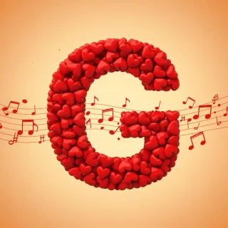 Red hearts — letter G