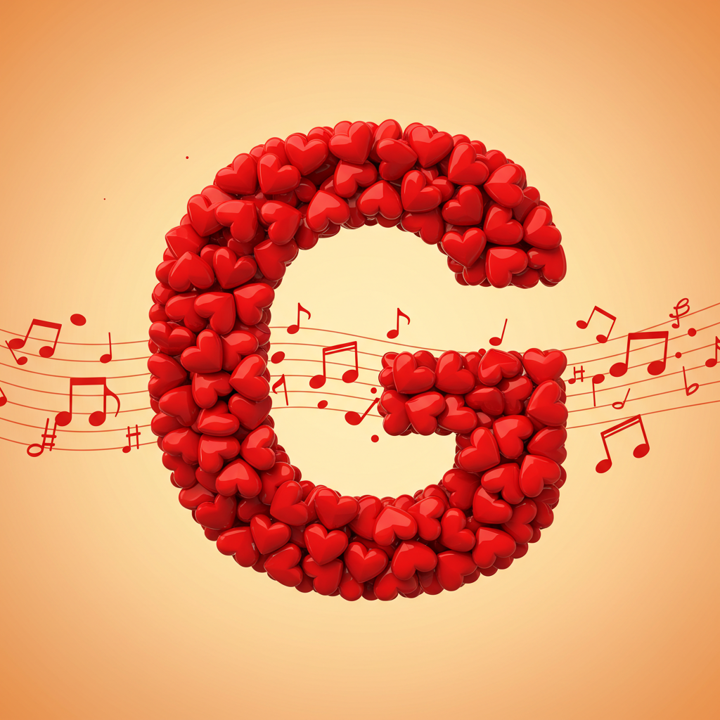 Red hearts — letter G
